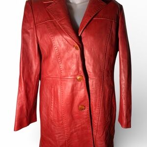 Elegant Red Leather Jacket for Women (item#10156)